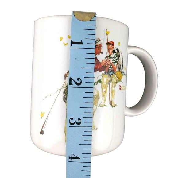 Norman Rockwell Vintage Cup Mug Trout Dinner 1987 Museum Collection dad fish dog - Picture 6 of 7